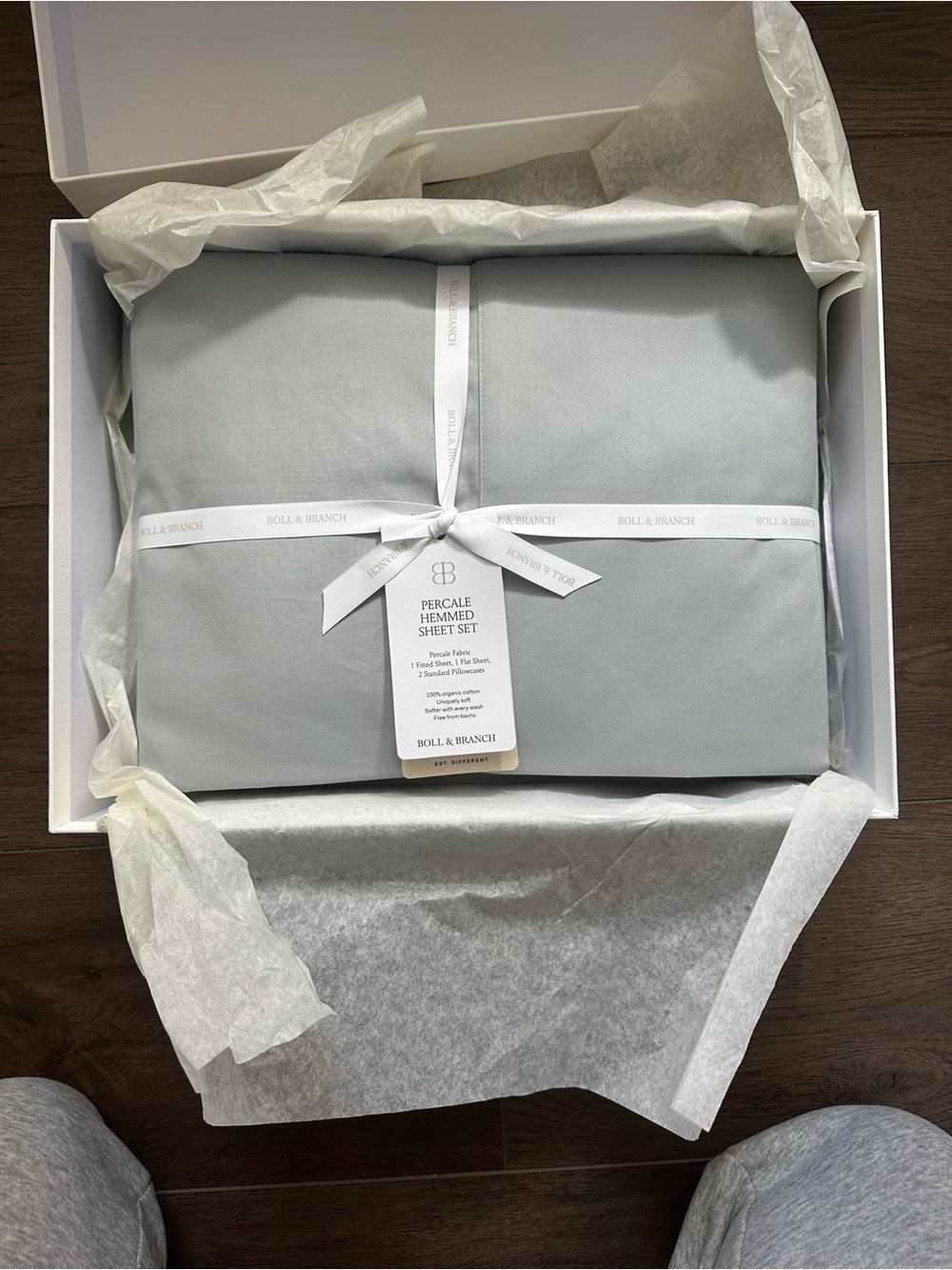 NWT Boll and Branch Percale Hemmed Sheet Set - Shore Color King Size